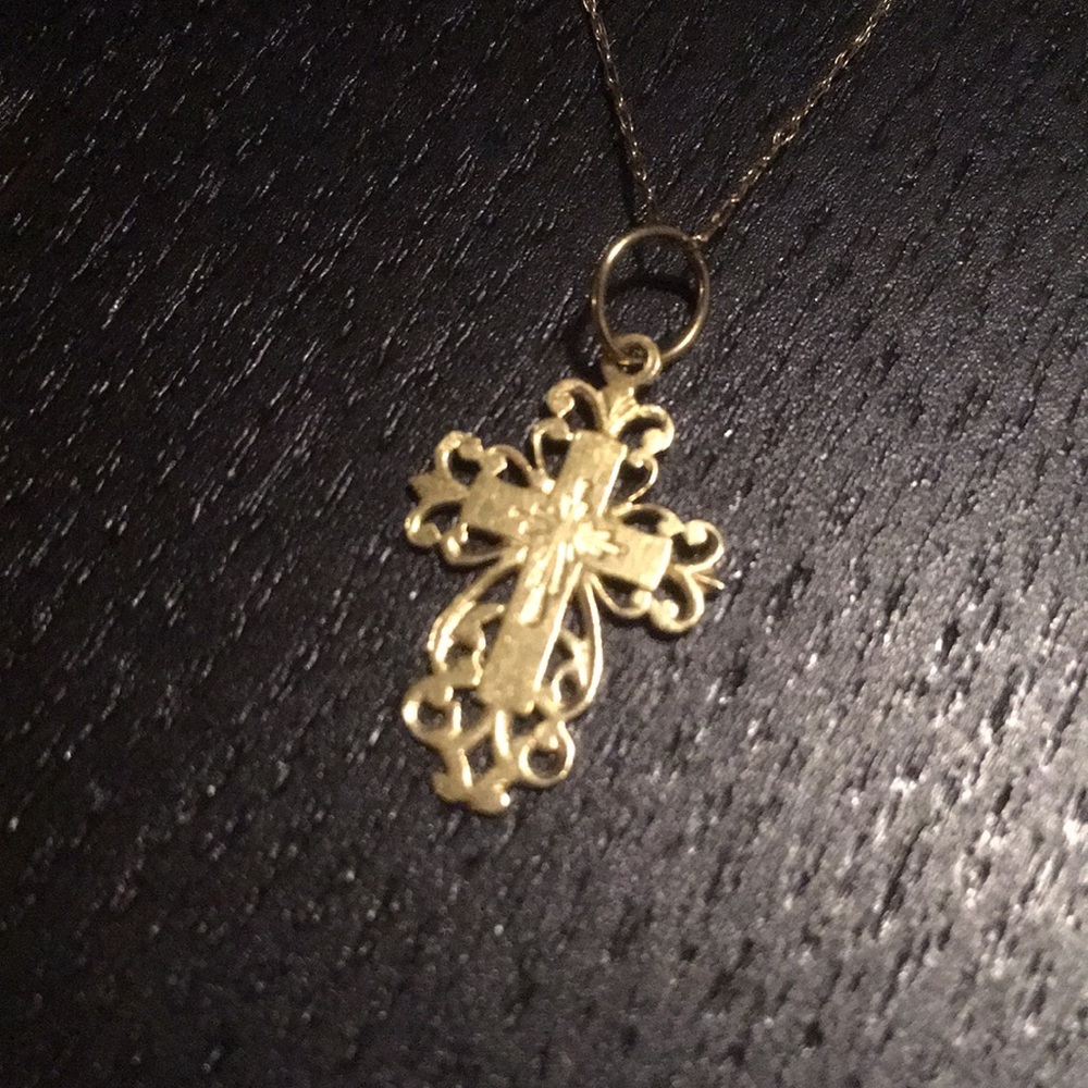 14K Gold Baby Cross & Chain